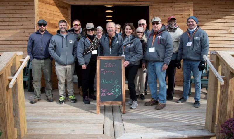 Celebrating the Delaware Botanic Gardens successful first season are (l-r) Jeremy Cole, Deputy Executive Director and Director of Horticulture Brian Trader, Sam Cashdollar, Executive Director Sheryl Swed, Judy Martin, President Ray Sander, Margret Kimmel, Vice President Carol McCloud, Angela Schaab, Garland Saville, Brent Baker, Peter Carter and Scott Thomas. SUBMITTED PHOTO